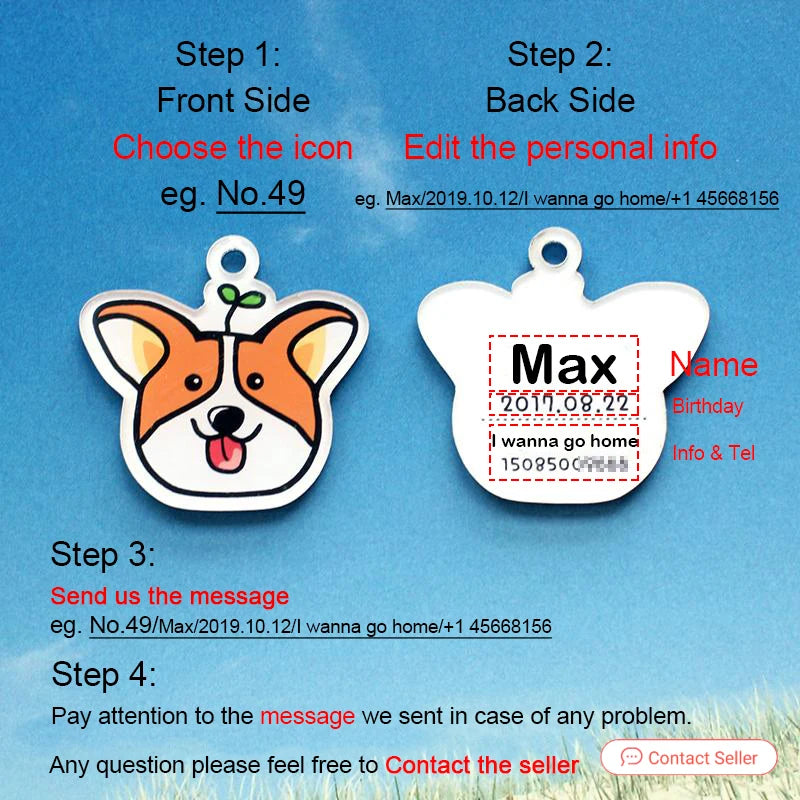 Personalized Acrylic Dog ID Tag
