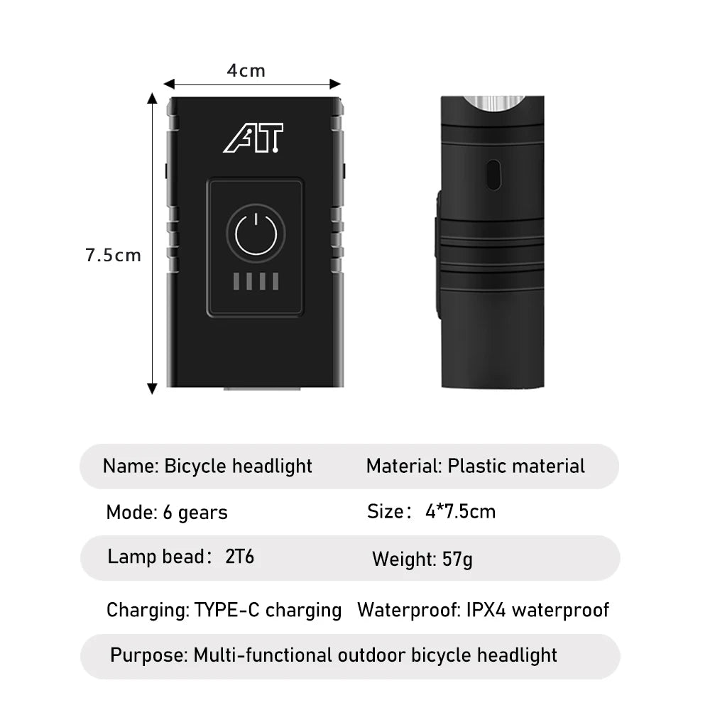 Dual T6 LED Bike Headlight – USB-C Rechargeable