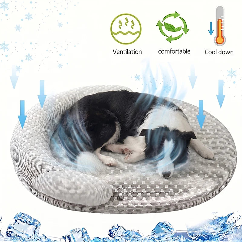 Cooling Oval Pet Bed – Ice Silk Mat for Dogs & Cats