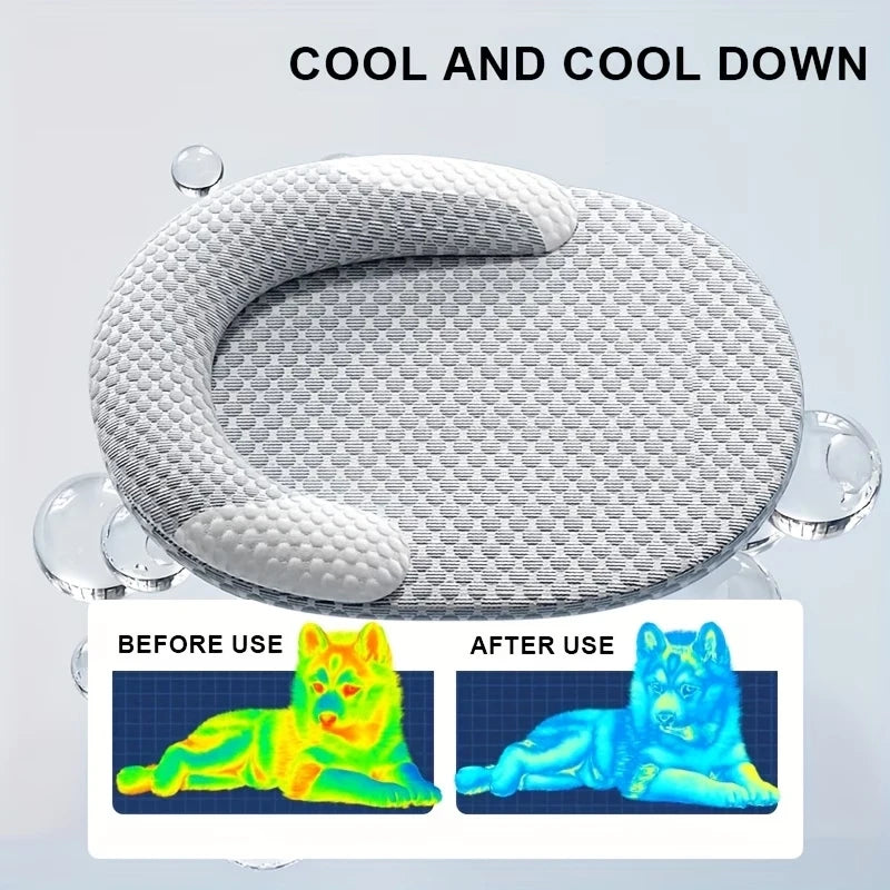 Cooling Oval Pet Bed – Ice Silk Mat for Dogs & Cats
