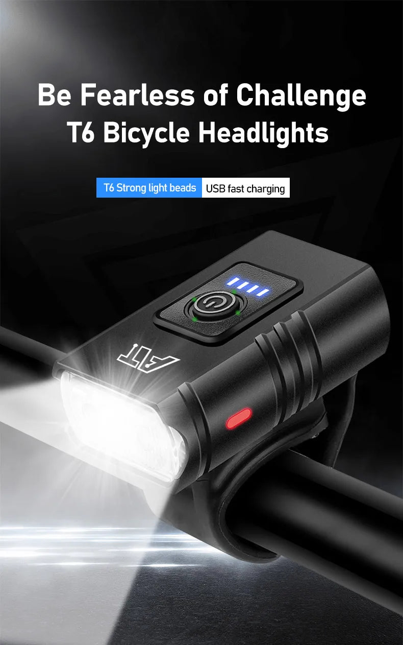 Dual T6 LED Bike Headlight – USB-C Rechargeable