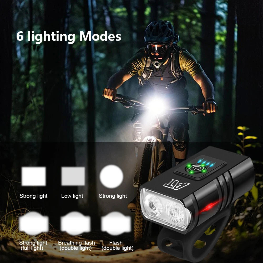 Dual T6 LED Bike Headlight – USB-C Rechargeable