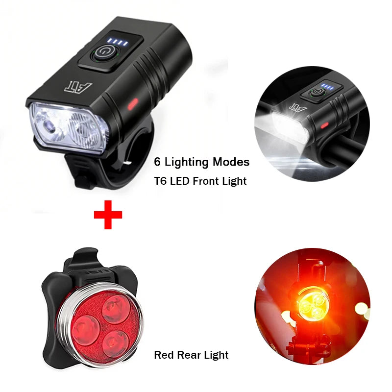 Dual T6 LED Bike Headlight – USB-C Rechargeable