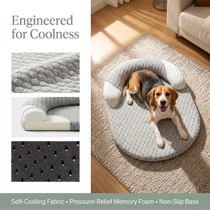 Cooling Oval Pet Bed – Ice Silk Mat for Dogs & Cats